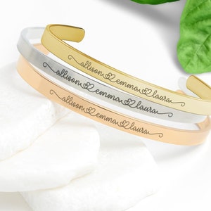 Mama Bracelet with Kids Names,Personalized Cuff Bracelet, Christmas & Mother&#39;s Day gift for Grandma