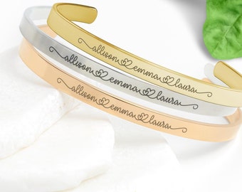 Mama Bracelet with Kids Names,Personalized Cuff Bracelet, Christmas & Mother's Day gift for Grandma