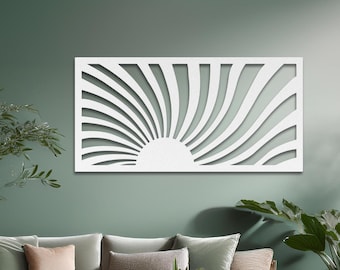 Boho Sun Metal Wall Art: Minimalist Sunrise Decor