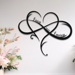 Infinity Heart Metal Sign, Personalized Sign, Couple Name Sign, Family Established, Metal Wall Decor, Engagement, NewlyWed Gift
