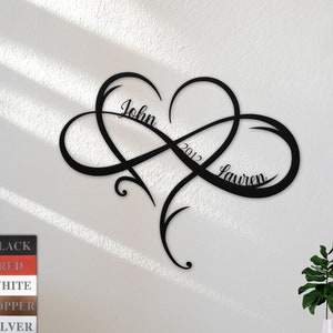 Infinity Heart Metal Sign, Personalized Sign, Couple Name Sign, Family Established, Metal Wall Decor, Engagement, NewlyWed Gift