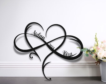 Personalized Infinity Metal Sign: Couple Name, Family Established Decor