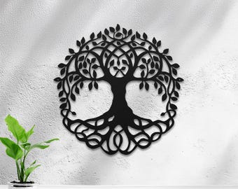 Metal Tree of Life Wall Decor, Yoga Art