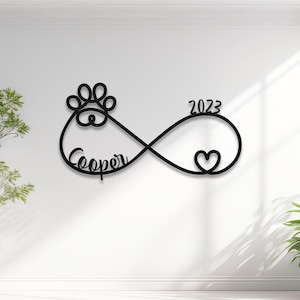Paw Infinity Sign, Metal Dog Name Sign, Personalized Pet Memorial, Metal Garden Sign