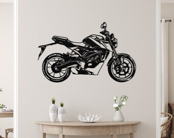 Custom Motorcycle Silhouette Metal Wall Line Art: Personalized Biker Gift, Your Own Bike Sign