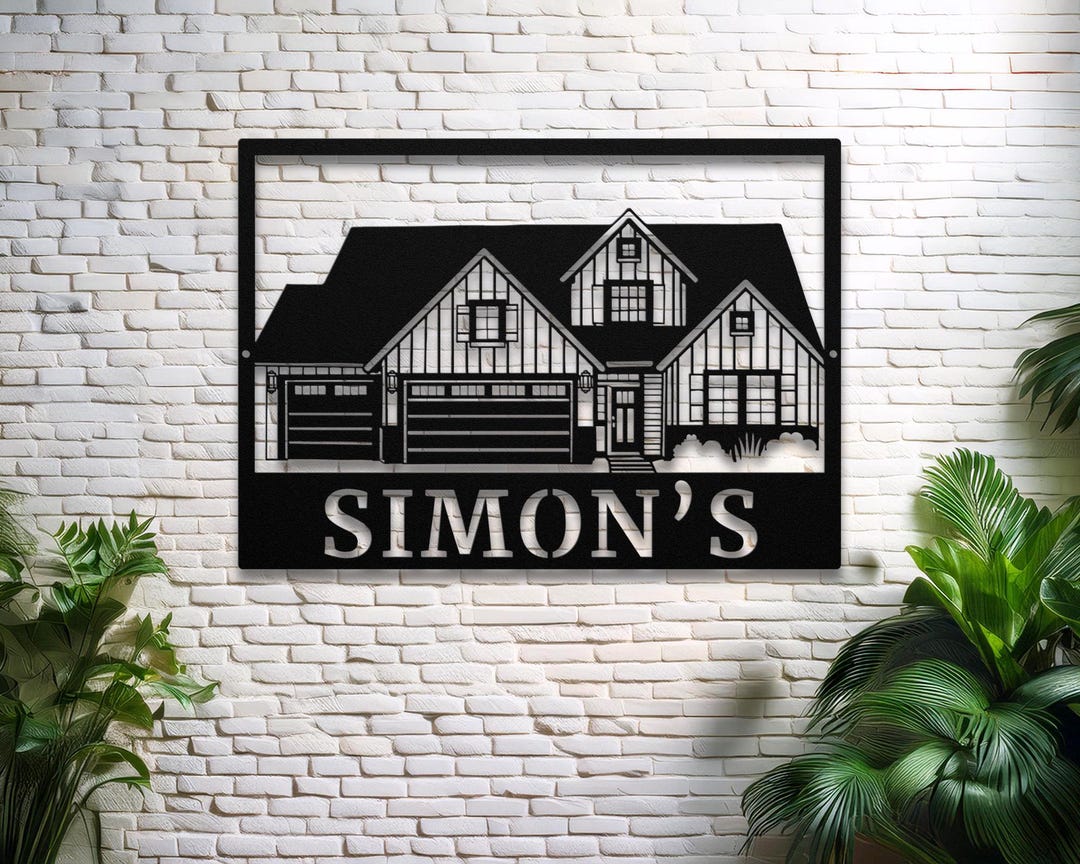 Custom House Portrait Metal Sign: Personalized Home Line Art Gift ...