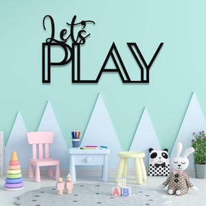 Let&#39;s Play Metal Sign - Fun Wall Lettering for Kids Room -Playroom Decor