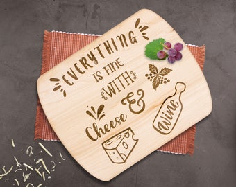 Engraved Wine & Cheese Cutting Board - Unique Charcuterie Board for Thanksgiving or Father's Day Gift