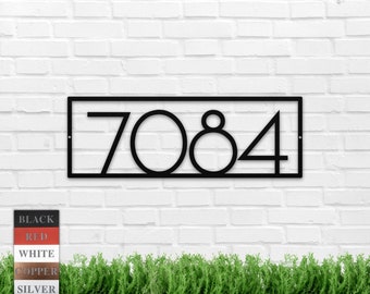 Mid Century Metal Address Sign, Modern House Numbers, Address Plate, Outdoor Yard Decor