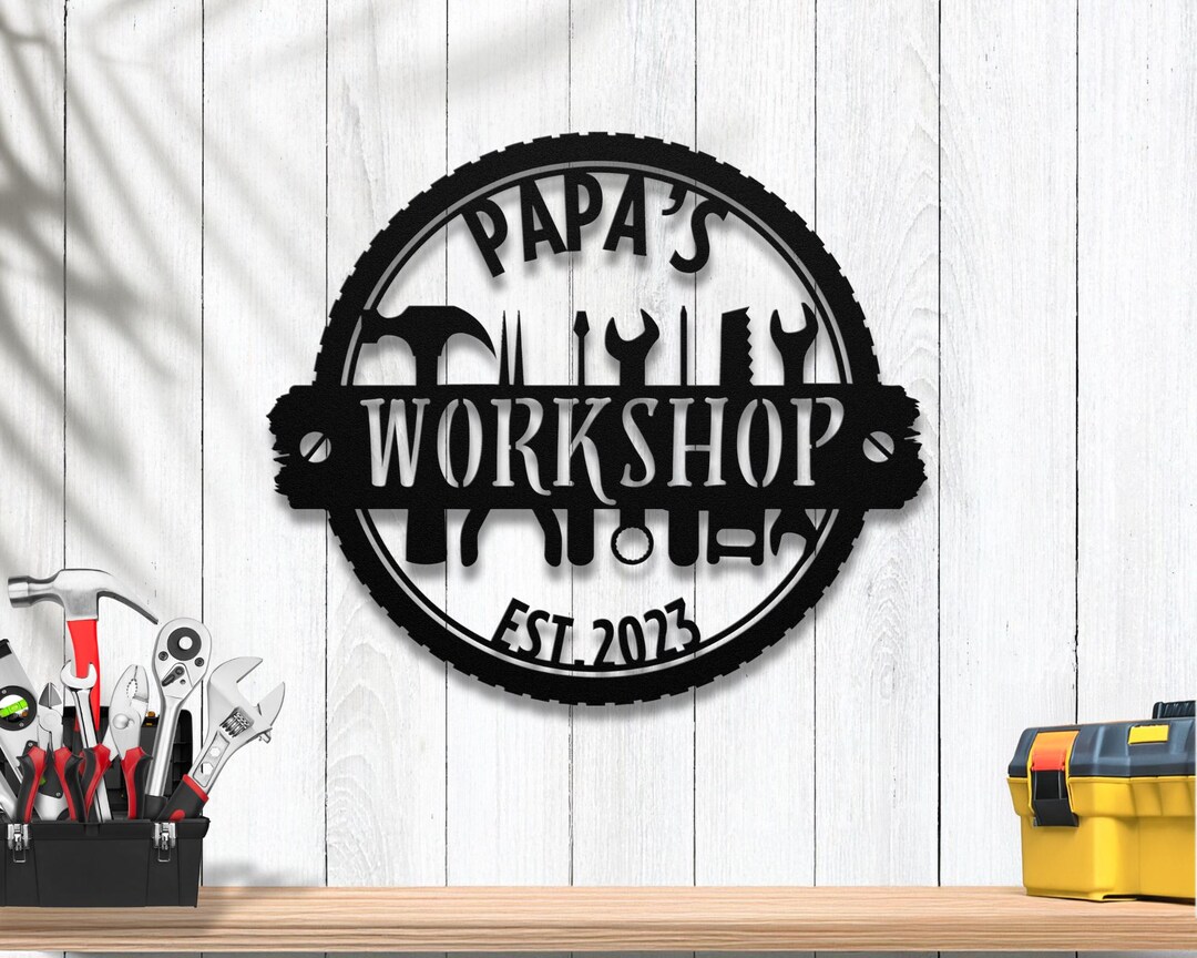 Personalized Papa's Workshop Metal Sign for Garage Wall Decor, Unique ...