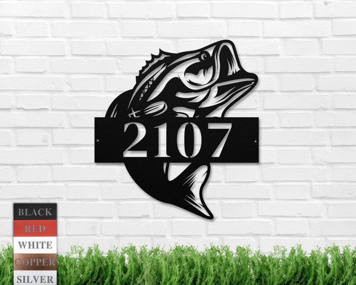Bass Fish Address Sign, Metal House Number Plaque, New Home Gift - Etsy