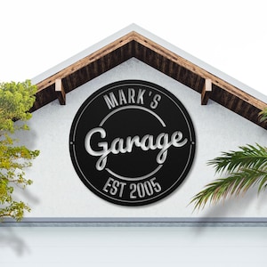 Custom Garage Metal Sign, Personalized Man Cave Decor, Dad&#39;s Workshop