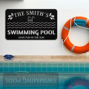 Custom Pool Metal Sign: Backyard Bar, Lake House Decor