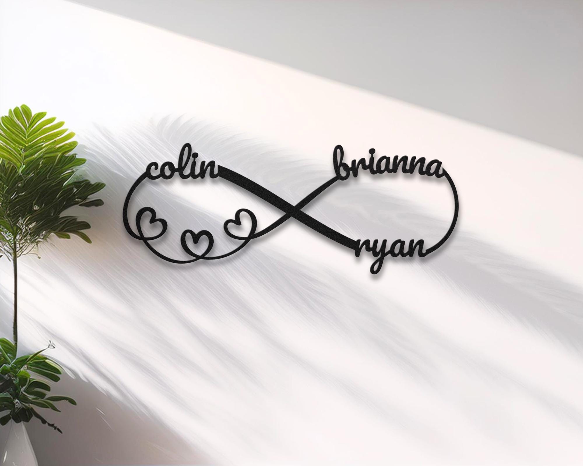 Custom 3 Names Infinity Heart Metal Sign, Anniversary Gift - Etsy