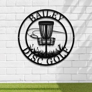 Personalized Disc Golf Metal Sign: Monogrammed Frisbee Art