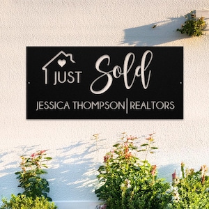 Just Sold Sign, Custom Realtor Sign, Real Estate Agent Sign, Custom Metal Sign, Sold Sign, Closing Sign, House Key Sign