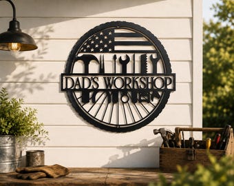 Custom Metal Workshop Sign: Personalized Dad's Garage Decor, Man Cave Wall Art