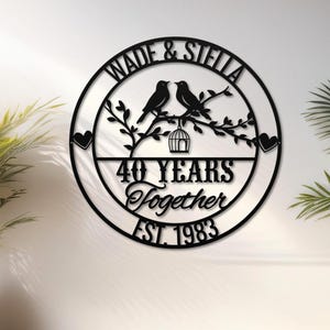 Personalized Love Birds Metal Anniversary Sign, Custom Couple Name image 3