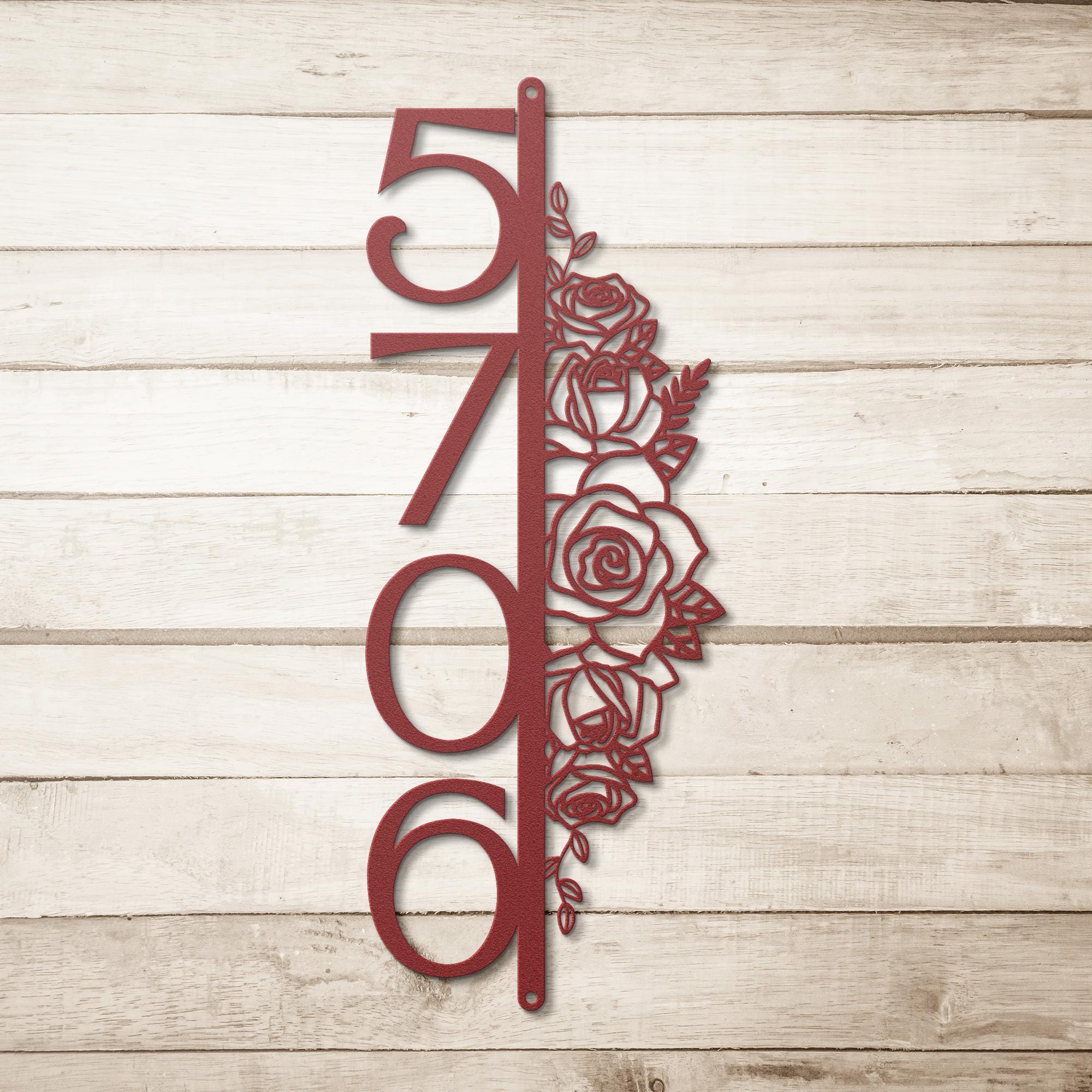 Custom Metal Address Plaque For Outside – House Number Sign With Rose & Life Tree Decor, Iron Art Door Number, Multiple Colors & Sizes, Weatherproof Rust-Resistant