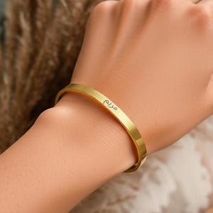 Custom Arabic Calligraphy Name Cuff Bracelet: 18K Gold Plated Stainless Steel, Urdu Bangle