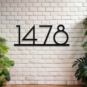 Mid Century Modern Address Sign, Metal House Number, Front Door Sign, House Plaque, Outdoor Decor, Realtors Closing Gift