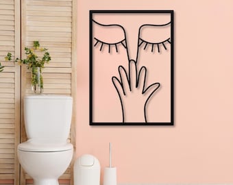 Funny Abstract Face Metal Sign: Humorous Bathroom Wall Art, WC Guests Decor