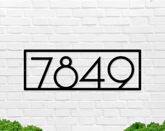Modern Metal Address Sign, Outdoor House Number Plaque