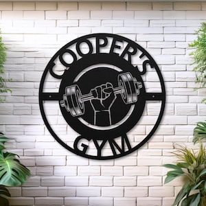 Home Gym Sign, Custom Metal Sign, Workout Room Sign, Gym Wall Decor, Gym Coach Gift, Fitness Gift, Gift for Gym Teacher, Man Cave Decor