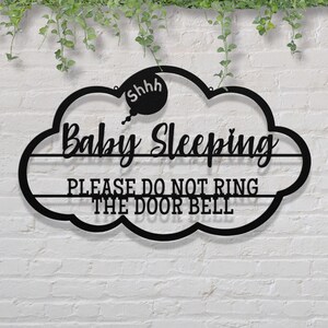 Baby Sleeping Metal Sign, Please Do Not Knock, Do Not Ring the Door Bell, Do Not Disturb Door Hanger