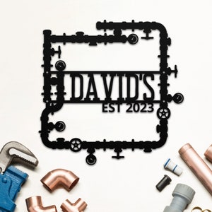 Custom Plumbing Metal Wall Art: Plumber Name Sign