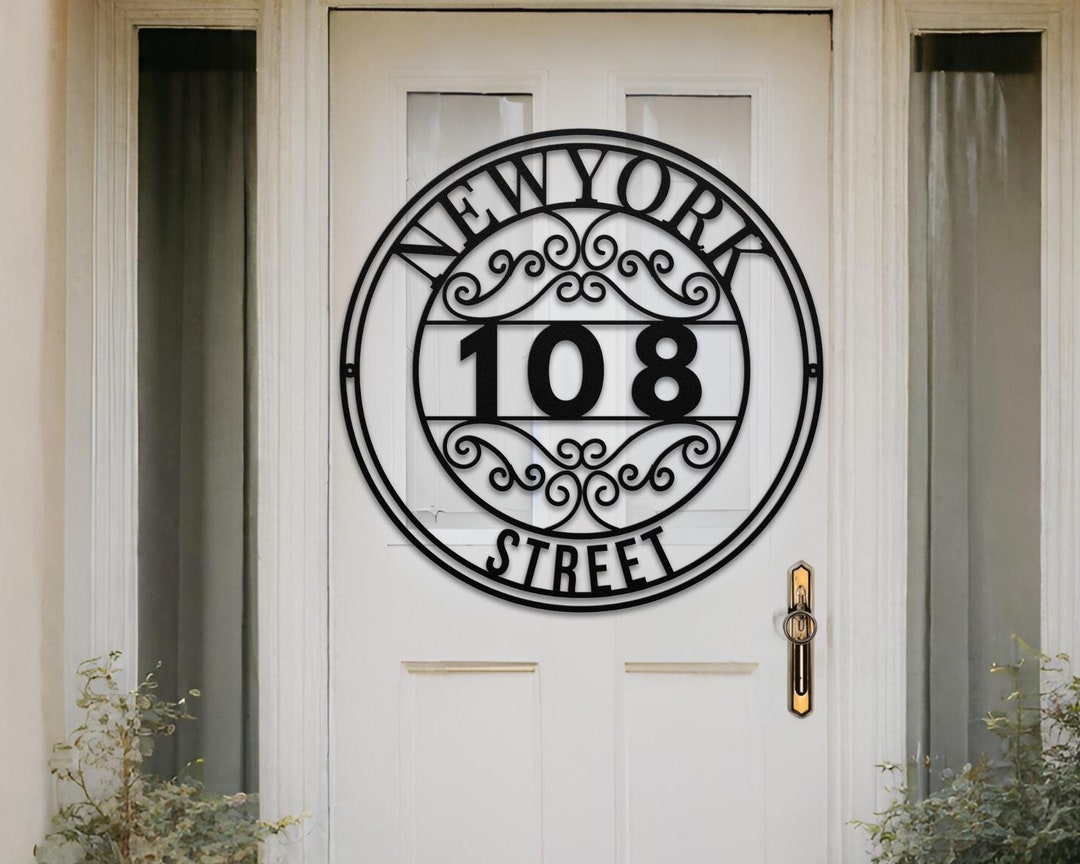 Round Metal Address Sign Round Metal Address Sign: Farmhouse Outdoor Decor, Street Name Sign - Etsy