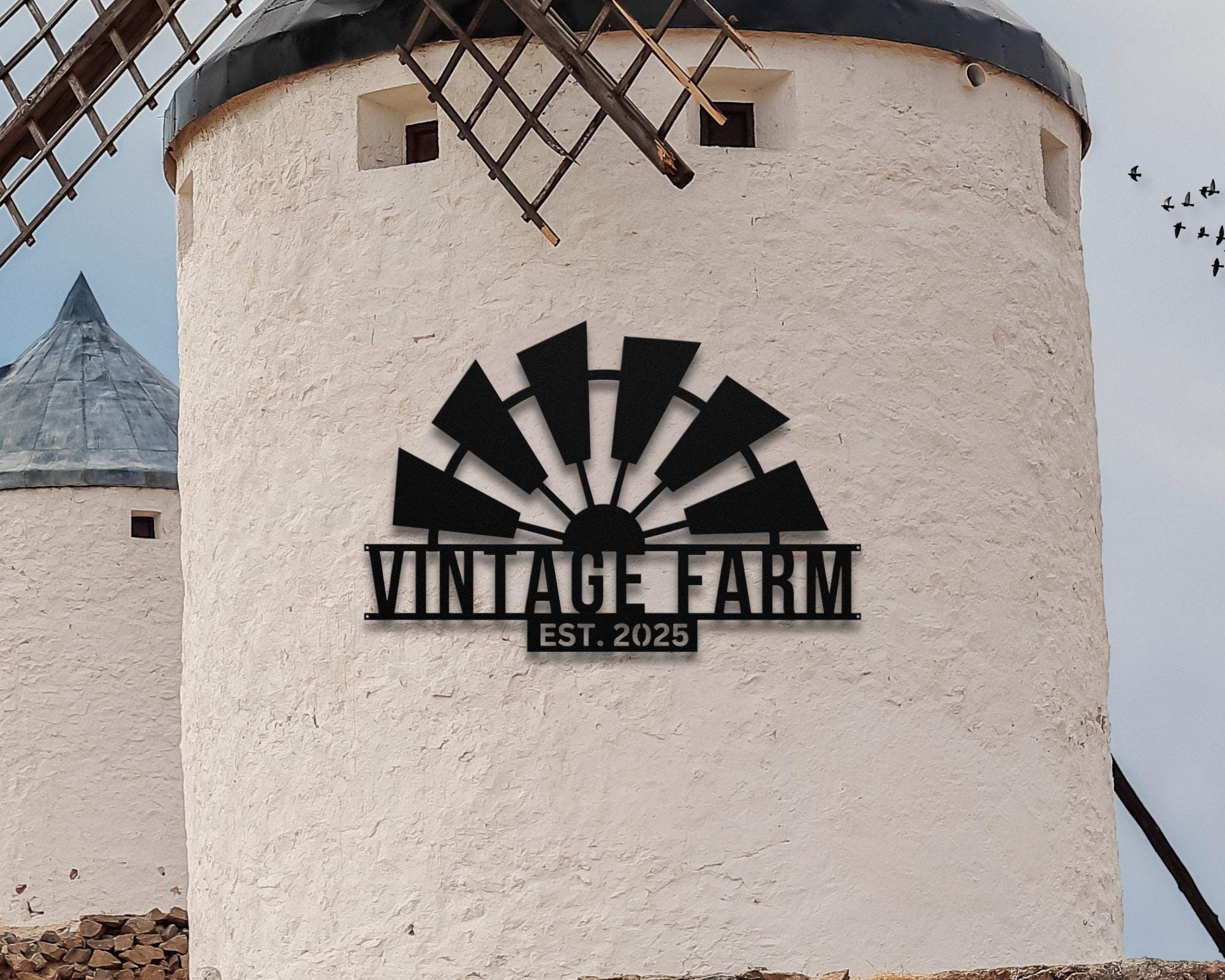Personalized Windmill Metal Sign: Farmhouse Last Name Outdoor Decor ...