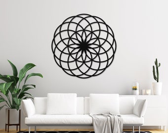 Metal Mandala Wall Art, Seed Of Life Metal Sign, Sacred Geometry, Metal Wall Decor, Spiritual Metal Art