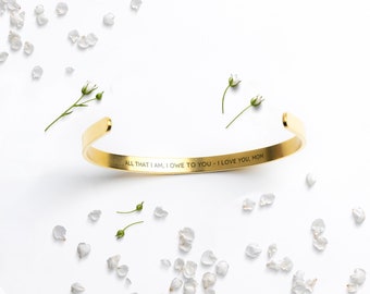 Personalized Mother of the Bride Bracelet: Hidden Message Cuff, 18K Gold/Silver