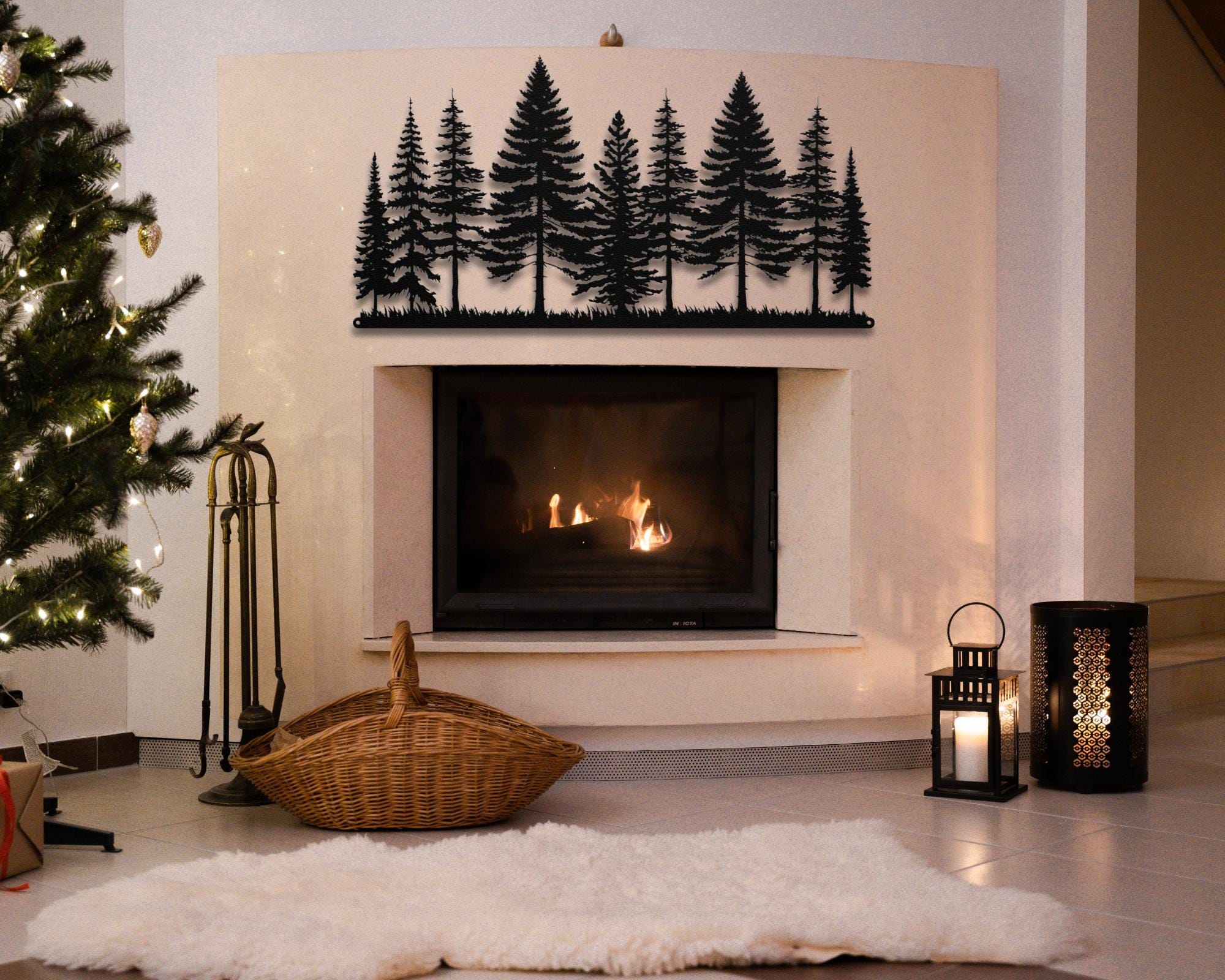 Pine Tree Metal Wall Art: Rustic Forest Silhouette, Cabin Woodland ...