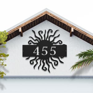 Wacky Sun Metal Address Sign, House Number Sign, Outdoor Sun Sign, Hippie Sun Wall Art, Address Plaque, Front Door Sign, New Home Gift