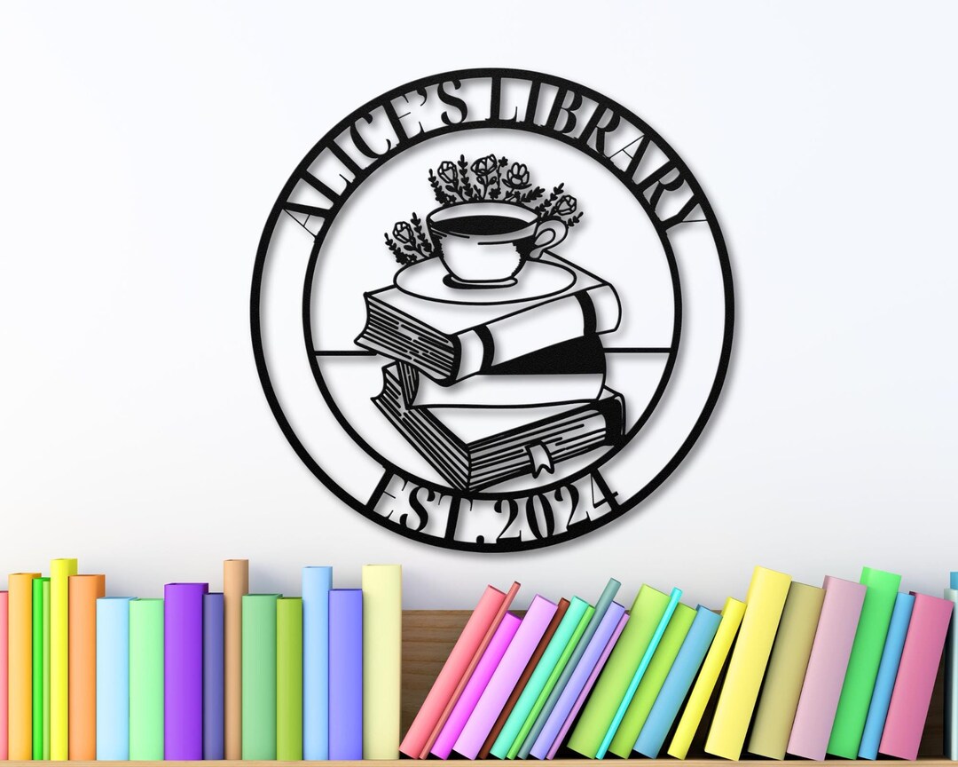 Personalized Library Sign, Book Room Metal Sign, Unique Bookshelf Decor ...