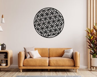 Metal Mandala Wall Art, Flower Of Life Metal Sign, Sacred Geometry, Good Omen Sign, Metal Wall Decor