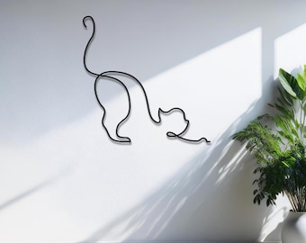 Cat Line Art, Metal Wall Decor, Animal Lover Gift