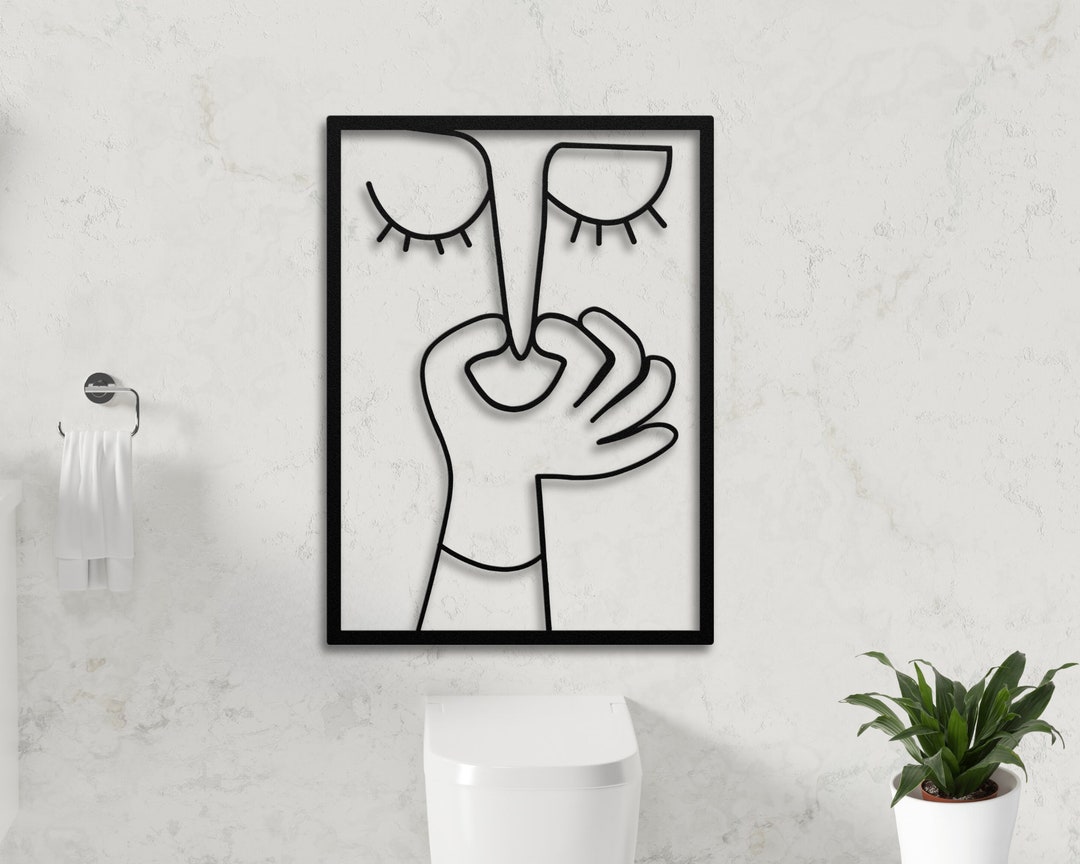 Funny Toilet Metal Wall Art Funny Bathroom Sign Minimal Line - Etsy