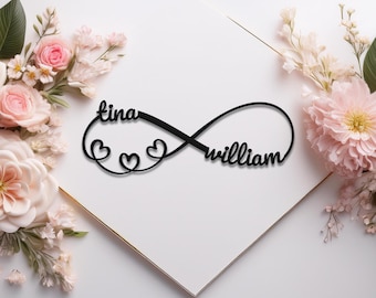Personalized Infinity Heart Metal Sign, Couple Name, Wedding Gift
