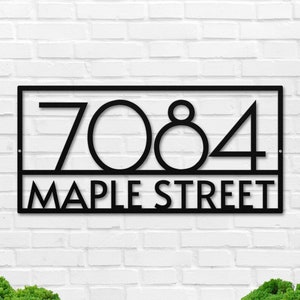 Modern Metal Address Sign, Personalized House Number Plaque