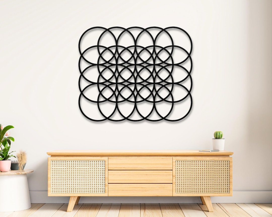 Geometric Circle Metal Wall Art: Modern Living Room Decor, Abstract ...