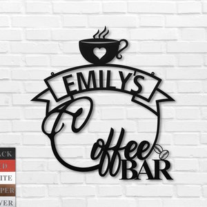 Personalized Coffee Bar Metal Sign, Coffee Script Word Sign, Kitchen Wall Décor, Café Sign, Farmhouse Kitchen, Housewarming Gift