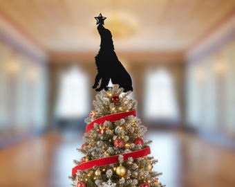 Dog Christmas Tree Topper - Metal Pet Silhouette Ornament - Animal Lover Gift
