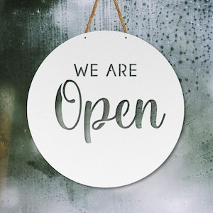 Open Metal Sign, Open Close Door Hanging for Business, Storefront, Shop, Boutique