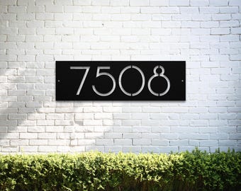 Custom Metal House Number Sign, Modern Address Plaque