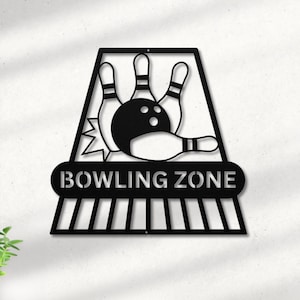 Bowling Monogram Metal Sign, Family Fun Name Sign, Personalized Bowling Sign, Bowling Coach Gift