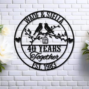 Personalized Love Birds Metal Anniversary Sign, Custom Couple Name image 8
