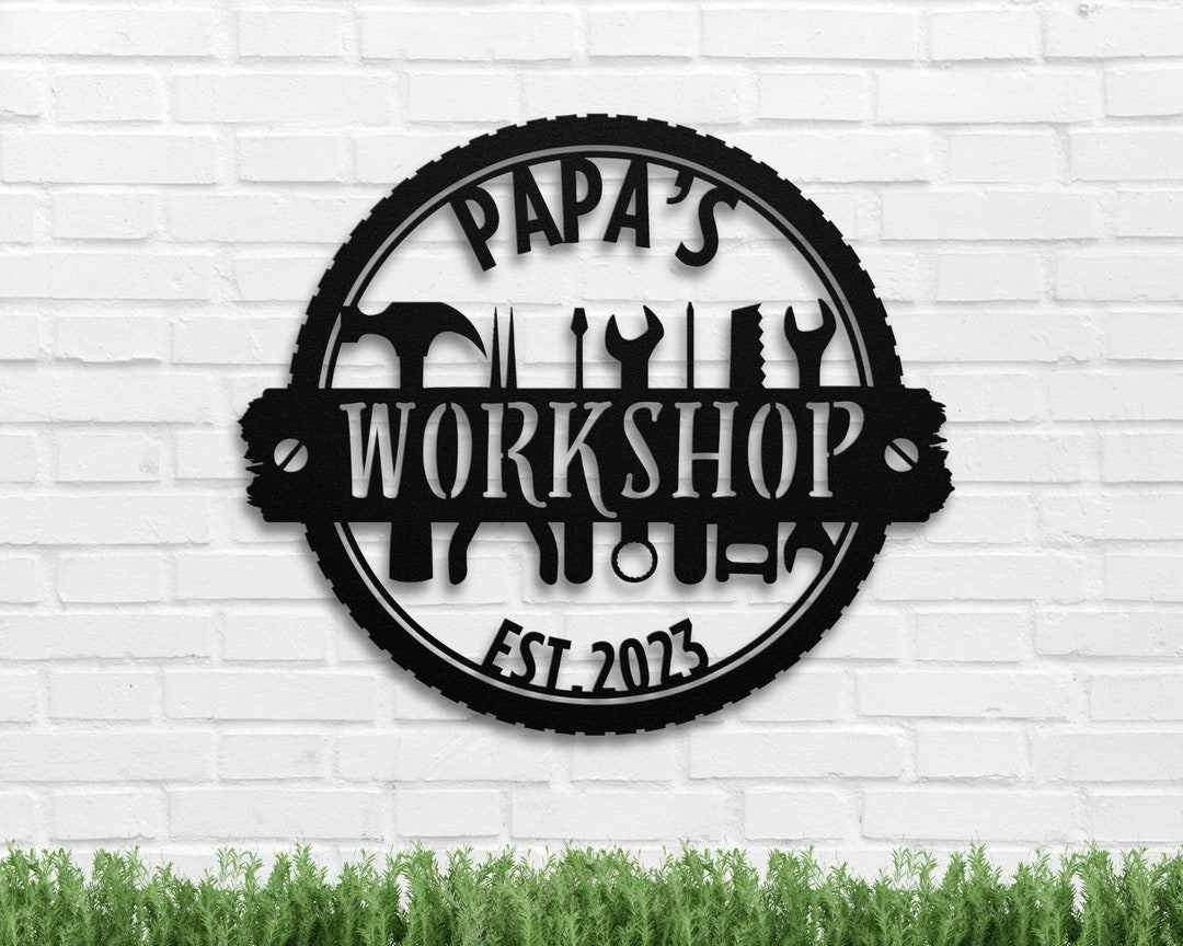 Personalized Papa's Workshop Metal Sign for Garage Wall Decor, Unique ...